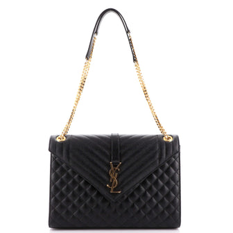 Saint Laurent Classic Monogram Envelope Satchel Mixed Matelasse Leather Large