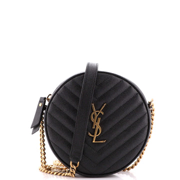Saint Laurent Vinyle Round Camera Bag Matelasse Chevron Leather