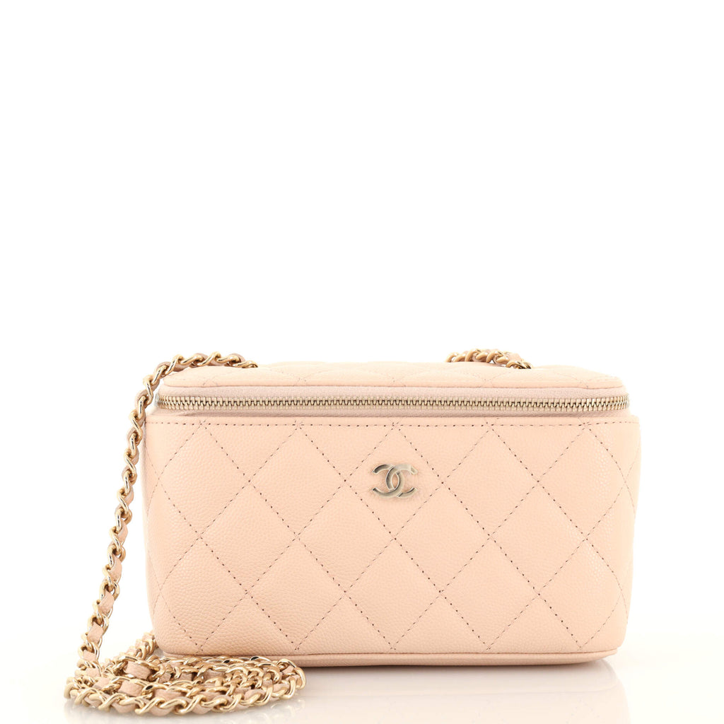 Chanel Small Vanity With Chain Pink Quilted Caviar