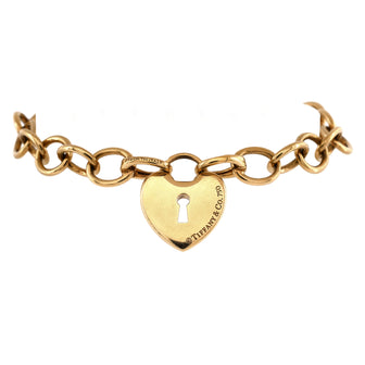 Tiffany & Co. Heart Lock Round Link Chain Bracelet 18K Yellow Gold