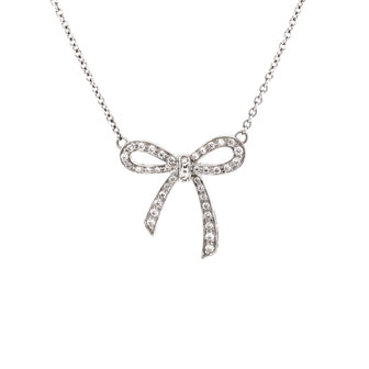 Tiffany & Co. Bow Pendant Necklace Platinum and Diamonds Medium
