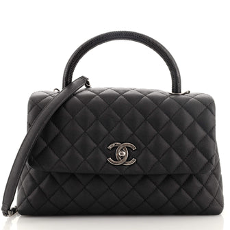 Chanel Coco Top Handle Bag Quilted Caviar Small