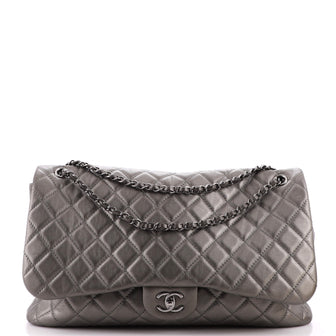 Chanel XXL Travel Flap Bag Quilted Calfskin Small Gray 2029741