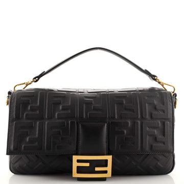 Fendi Baguette NM Bag Zucca Embossed Leather Large