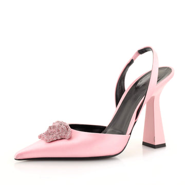 Versace Women's La Medusa Slingback Pumps Satin with Crystals