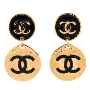 Chanel Round CC Drop Earrings Metal with Resin