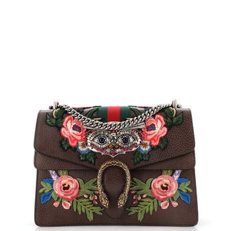 Gucci Web Dionysus Bag Embroidered Leather Medium