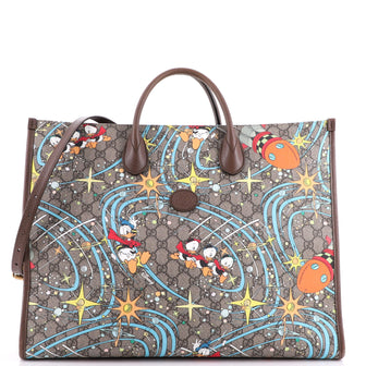 Gucci Disney Donald Duck Convertible Tote Printed GG Coated Canvas Large