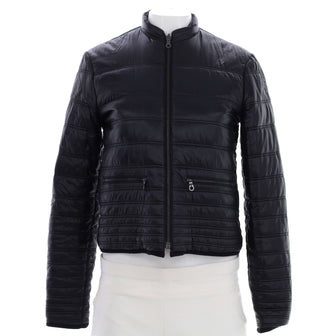 Chanel Women's Reversible CC Zip Puffer Jacket Quilted Nylon