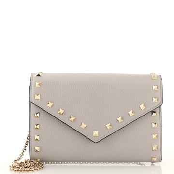 Valentino Garavani Rockstud Envelope Chain Wallet Leather