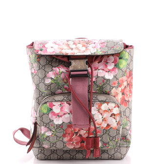Gucci Buckle Backpack Blooms Print GG Coated Canvas Small