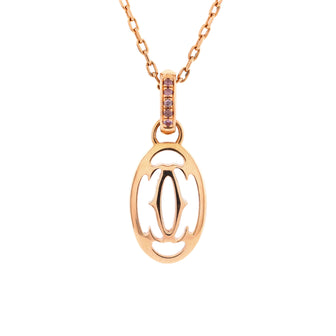 Cartier Logo Double C Pendant Necklace 18K Rose Gold with Pink Sapphires