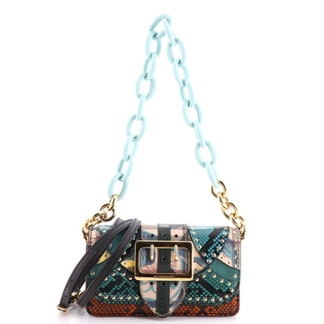 Burberry Madison Buckle Flap Bag Studded Patchwork Snakeskin Small
