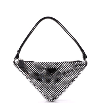 Triangle Pouch Crystal Embellished Satin