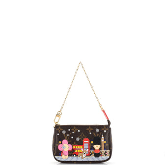 Louis Vuitton Pochette Accessoires Limited Edition Vivienne Xmas Monogram Canvas Mini