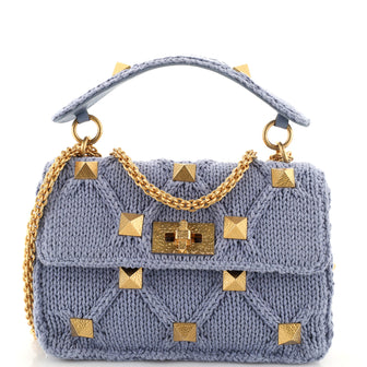 Valentino Garavani Roman Stud Flap Bag Quilted Knit Medium