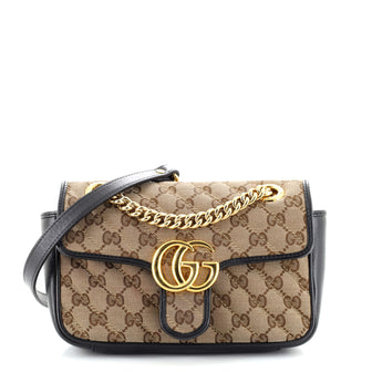 Gucci GG Marmont Flap Bag Diagonal Quilted GG Canvas Mini