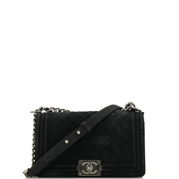 Chanel Boy Flap Bag Quilted Matte Caviar Old Medium