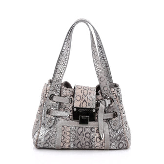 Jimmy Choo Riki Hobo Python Mini Silver 2031902