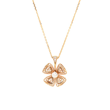 Bvlgari Fiorever Pendant Necklace 18K Rose Gold and Diamonds