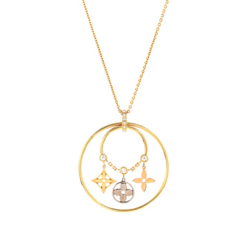 Louis Vuitton Blossom Circle Pendant Necklace 18K Tri Color Gold with Diamond