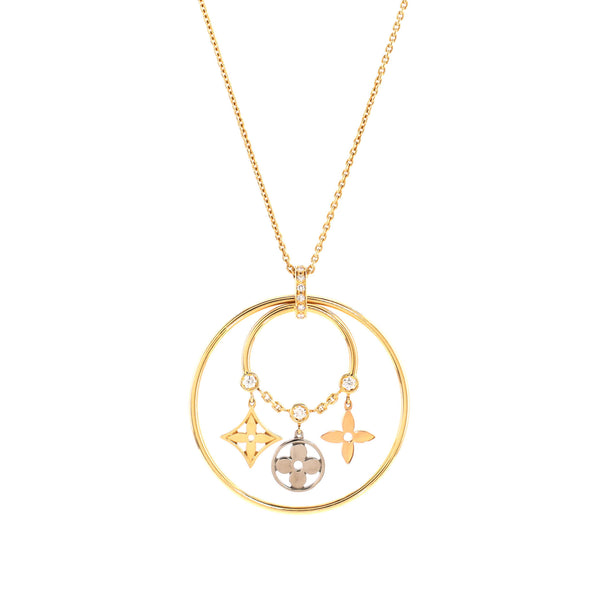 Louis Vuitton Vivienne Pendant Necklace 18k Tricolor Gold With Diamonds