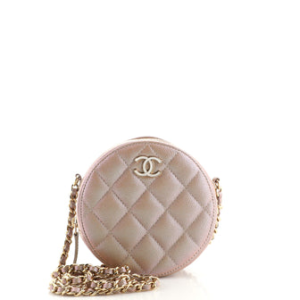 Chanel Round Clutch with Chain Quilted Iridescent Caviar Mini