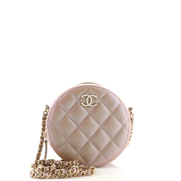 Chanel Round Clutch with Chain Quilted Iridescent Caviar Mini