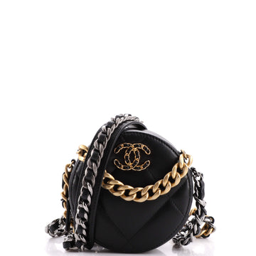 Chanel 19 Round Clutch with Chain Quilted Leather