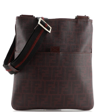 Fendi Flat Front Pocket Messenger Bag Zucca Coated Canvas Medium
