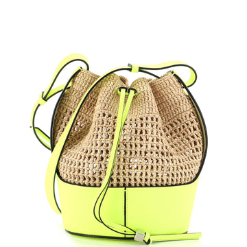 Loewe Balloon Bucket Bag Raffia and Leather Small