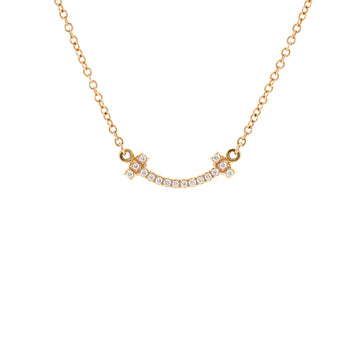 Tiffany & Co. T Smile Pendant Necklace 18K Rose Gold with Diamonds Mini