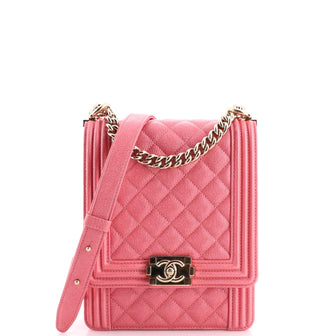 Chanel North South Boy Flap Bag Quilted Caviar Large