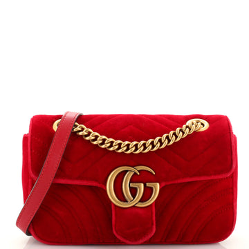 Gucci GG Marmont Flap Bag Matelasse Velvet Mini