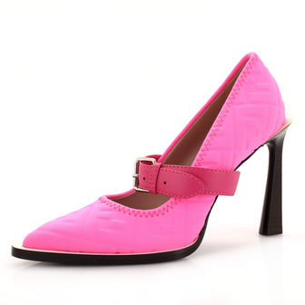 Fendi x Nicki Minaj Women's Buckled Strap Pumps Zucca Embossed Neoprene