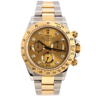 Rolex Oyster Perpetual Cosmograph Daytona Automatic Watch Stainless Steel and Yellow Gold with Diamond Markers 40