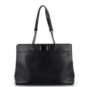 Salvatore Ferragamo Viva Bow Chain Tote Leather Small
