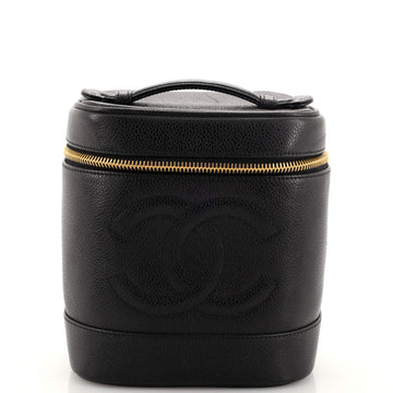 Chanel Vintage Timeless Cosmetic Case Caviar Tall