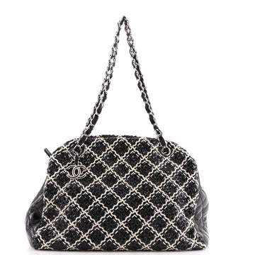 Chanel Just Mademoiselle Bag Woven Stitch Patent Large