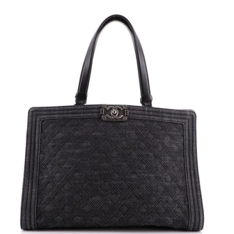 Chanel Boy Shopping Tote Quilted Denim