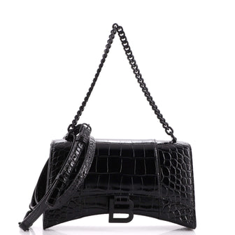 Balenciaga Hourglass Crossbody Bag Crocodile Embossed Leather XS