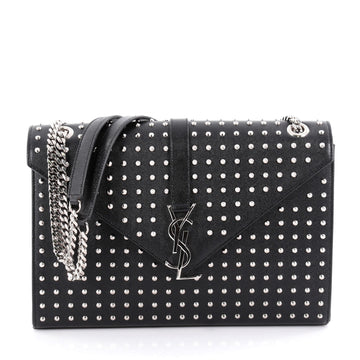 Saint Laurent Classic Monogram Satchel Studded Leather Large Black 2032701