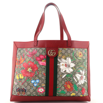 Gucci Ophidia Soft Open Tote Flora GG Coated Canvas East West
