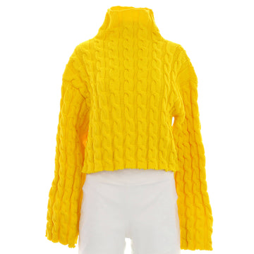 Balenciaga Women's Cable Knit Turtleneck Sweater Polypropylene Blend