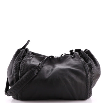 Bottega Veneta Drawstring Shoulder Bag Leather with Intrecciato Nappa