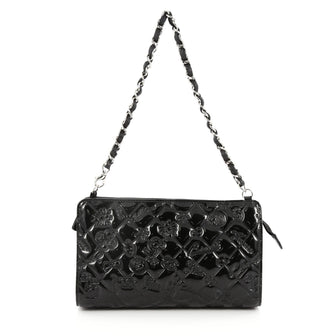Chanel Lucky Symbols Pochette Embossed Quilted Patent Black