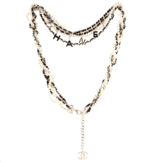 Chanel Logo Multi Chain Belt Metal with Leather and Faux Pearls