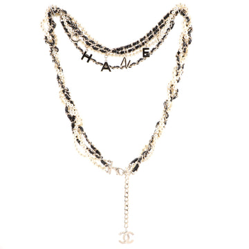 Chanel Logo Multi Chain Belt Metal with Leather and Faux Pearls