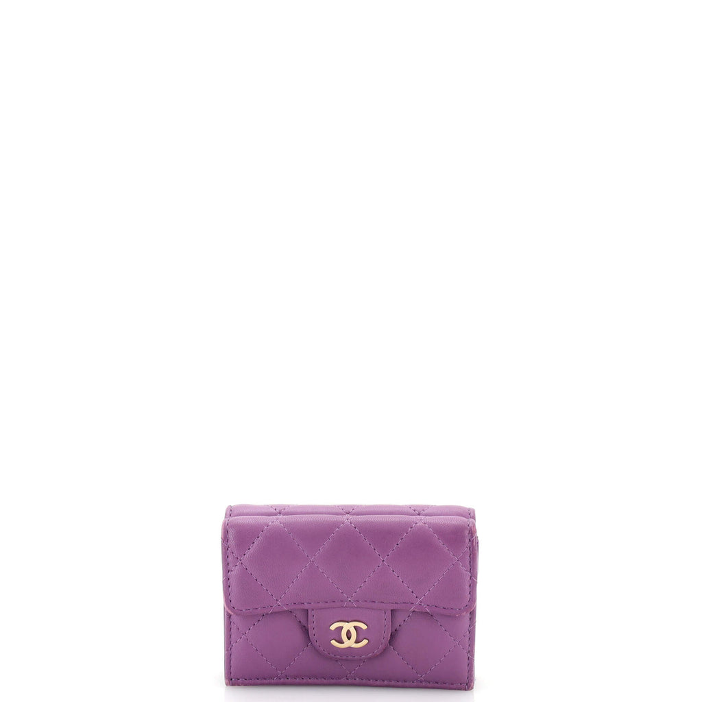 Chanel Classic Trifold Flap Wallet Quilted Lambskin Small Purple 203373103