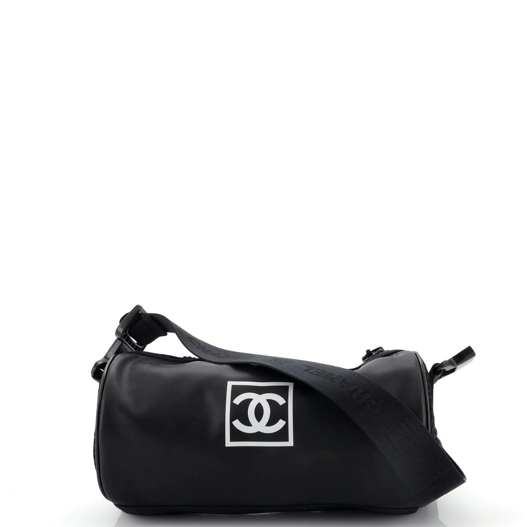 Chanel Sports Line Roll Shoulder Bag Coated Canvas Small Black